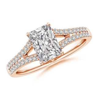 7.5x5.8mm IJI1I2 Solitaire Radiant-Cut Diamond Split Shank Engagement Ring in Rose Gold