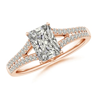 7.5x5.8mm KI3 Solitaire Radiant-Cut Diamond Split Shank Engagement Ring in 9K Rose Gold