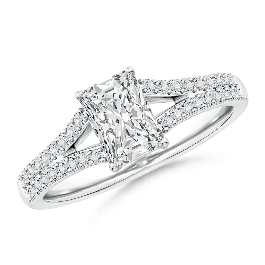 7x5mm HSI2 Solitaire Radiant-Cut Diamond Split Shank Engagement Ring in White Gold