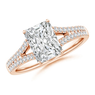 8x6mm HSI2 Solitaire Radiant-Cut Diamond Split Shank Engagement Ring in Rose Gold