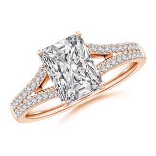 8x6mm IJI1I2 Solitaire Radiant-Cut Diamond Split Shank Engagement Ring in Rose Gold