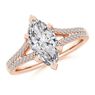 13x6.5mm IJI1I2 Solitaire Marquise Diamond Split Shank Engagement Ring in 18K Rose Gold