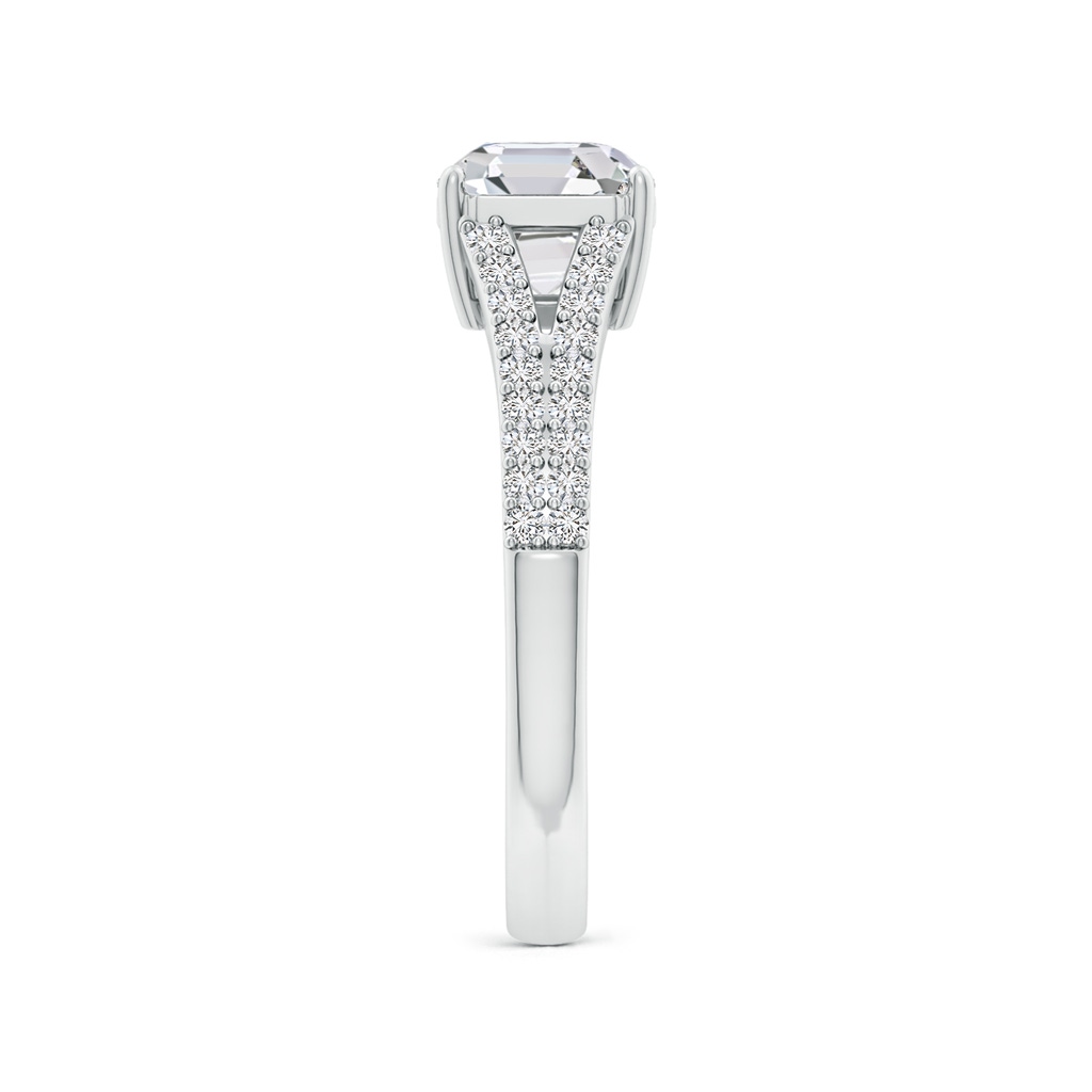 6.5mm HSI2 Solitaire Asscher-Cut Diamond Split Shank Engagement Ring in White Gold Side 299