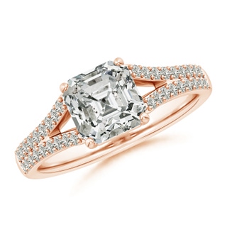 7mm KI3 Solitaire Asscher-Cut Diamond Split Shank Engagement Ring in 10K Rose Gold