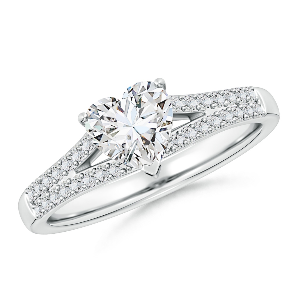 6.5mm HSI2 Solitaire Heart-Shaped Diamond Split Shank Engagement Ring in White Gold