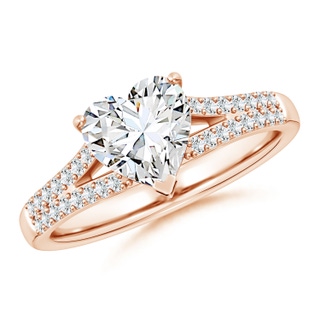 7.5mm GVS2 Solitaire Heart-Shaped Diamond Split Shank Engagement Ring in Rose Gold