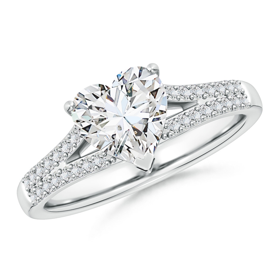 7.5mm HSI2 Solitaire Heart-Shaped Diamond Split Shank Engagement Ring in White Gold 