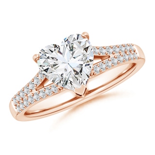 8mm HSI2 Solitaire Heart-Shaped Diamond Split Shank Engagement Ring in Rose Gold