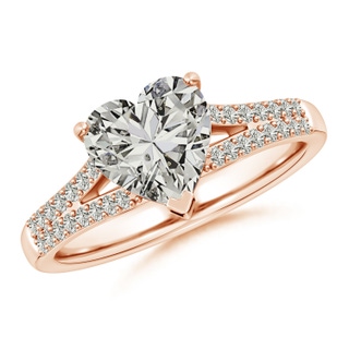 8mm KI3 Solitaire Heart-Shaped Diamond Split Shank Engagement Ring in Rose Gold