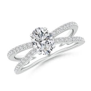 7.7x5.7mm HSI2 Solitaire Oval Diamond Crossover Shank Engagement Ring in P950 Platinum