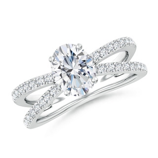 8.5x6.5mm GVS2 Solitaire Oval Diamond Crossover Shank Engagement Ring in P950 Platinum