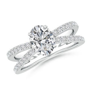 8.5x6.5mm HSI2 Solitaire Oval Diamond Crossover Shank Engagement Ring in P950 Platinum