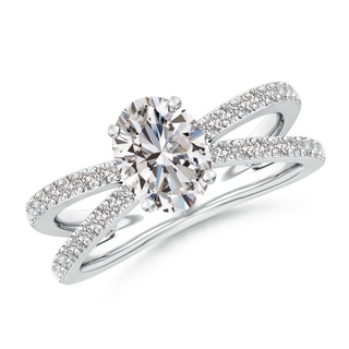 8.5x6.5mm IJI1I2 Solitaire Oval Diamond Crossover Shank Engagement Ring in P950 Platinum