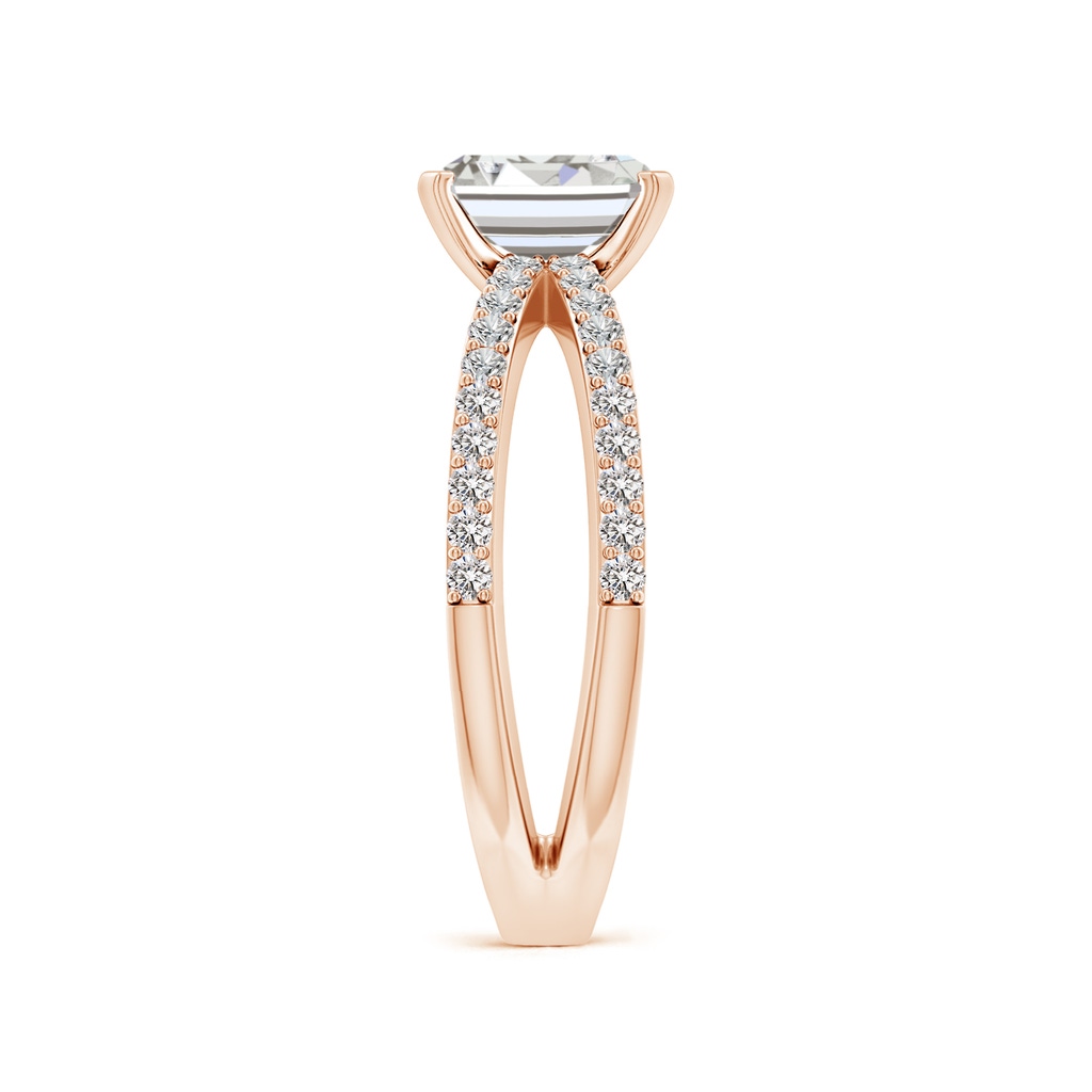 7x5mm IJI1I2 Solitaire Emerald-Cut Diamond Crossover Shank Engagement Ring in Rose Gold Side 299