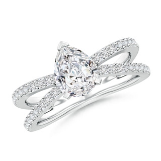 8.5x6.5mm HSI2 Solitaire Pear Diamond Crossover Shank Engagement Ring in P950 Platinum
