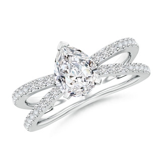 8.5x6.5mm HSI2 Solitaire Pear Diamond Crossover Shank Engagement Ring in White Gold