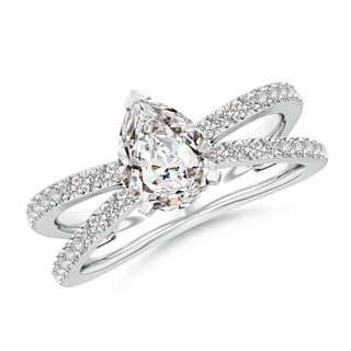 8.5x6.5mm IJI1I2 Solitaire Pear Diamond Crossover Shank Engagement Ring in P950 Platinum