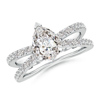 9x7mm IJI1I2 Solitaire Pear Diamond Crossover Shank Engagement Ring in P950 Platinum