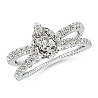 9x7mm KI3 Solitaire Pear Diamond Crossover Shank Engagement Ring in P950 Platinum