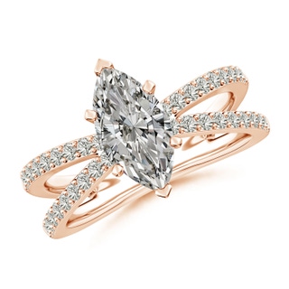 12x6mm KI3 Solitaire Marquise Diamond Crossover Shank Engagement Ring in 10K Rose Gold