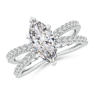 13x6.5mm IJI1I2 Solitaire Marquise Diamond Crossover Shank Engagement Ring in P950 Platinum