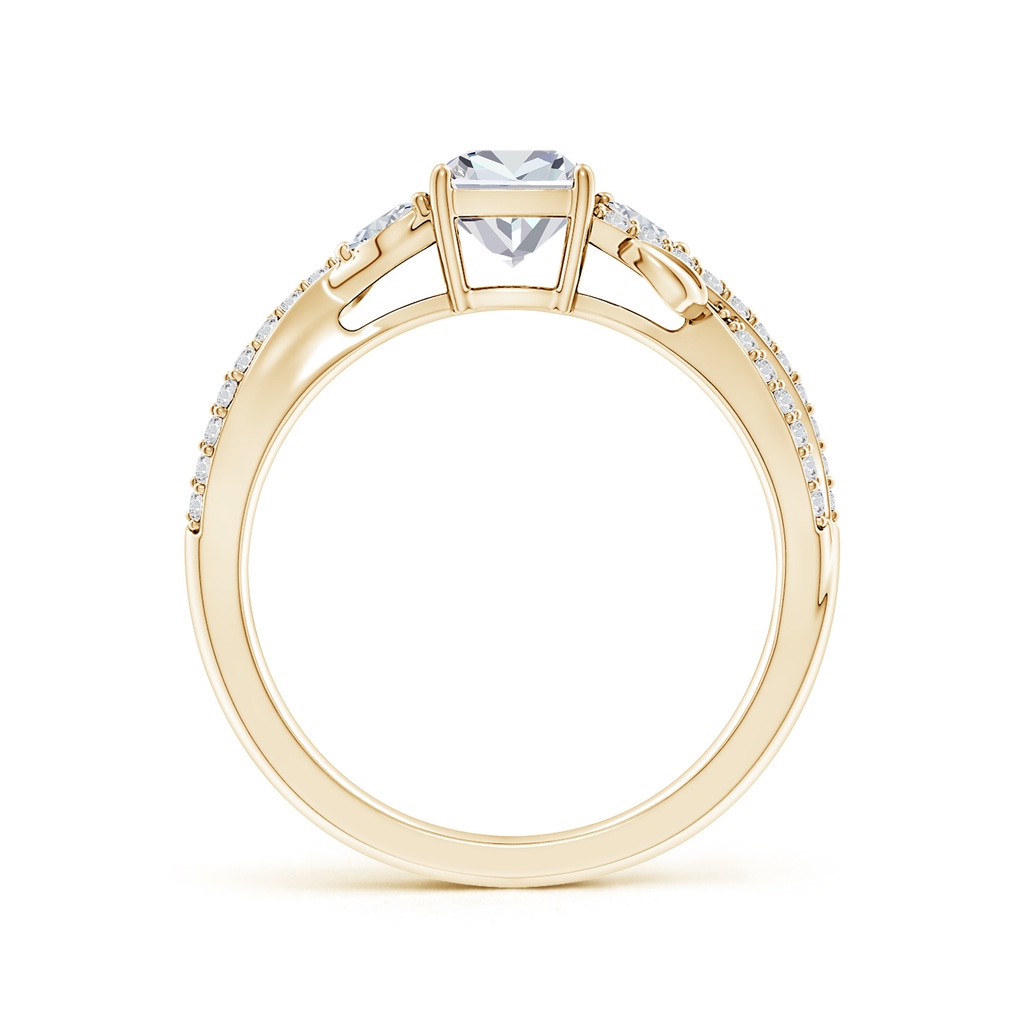 5.25mm HSI2 Nature-Inspired Cushion and Marquise Diamond Side Stone Engagement Ring in Yellow Gold Side 199