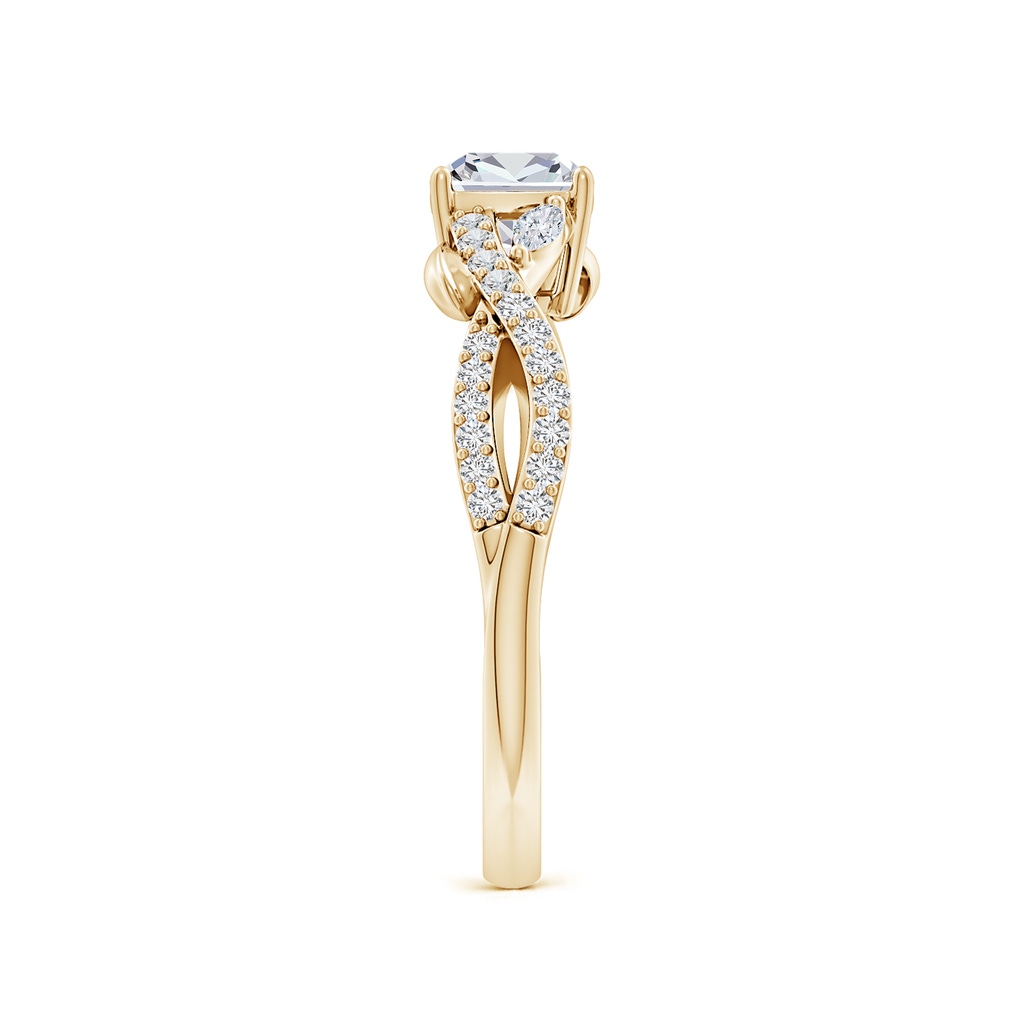5.25mm HSI2 Nature-Inspired Cushion and Marquise Diamond Side Stone Engagement Ring in Yellow Gold Side 299
