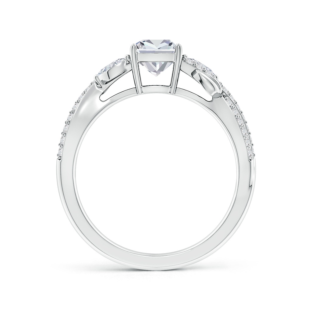 5.5mm HSI2 Nature-Inspired Cushion and Marquise Diamond Side Stone Engagement Ring in White Gold Side 199
