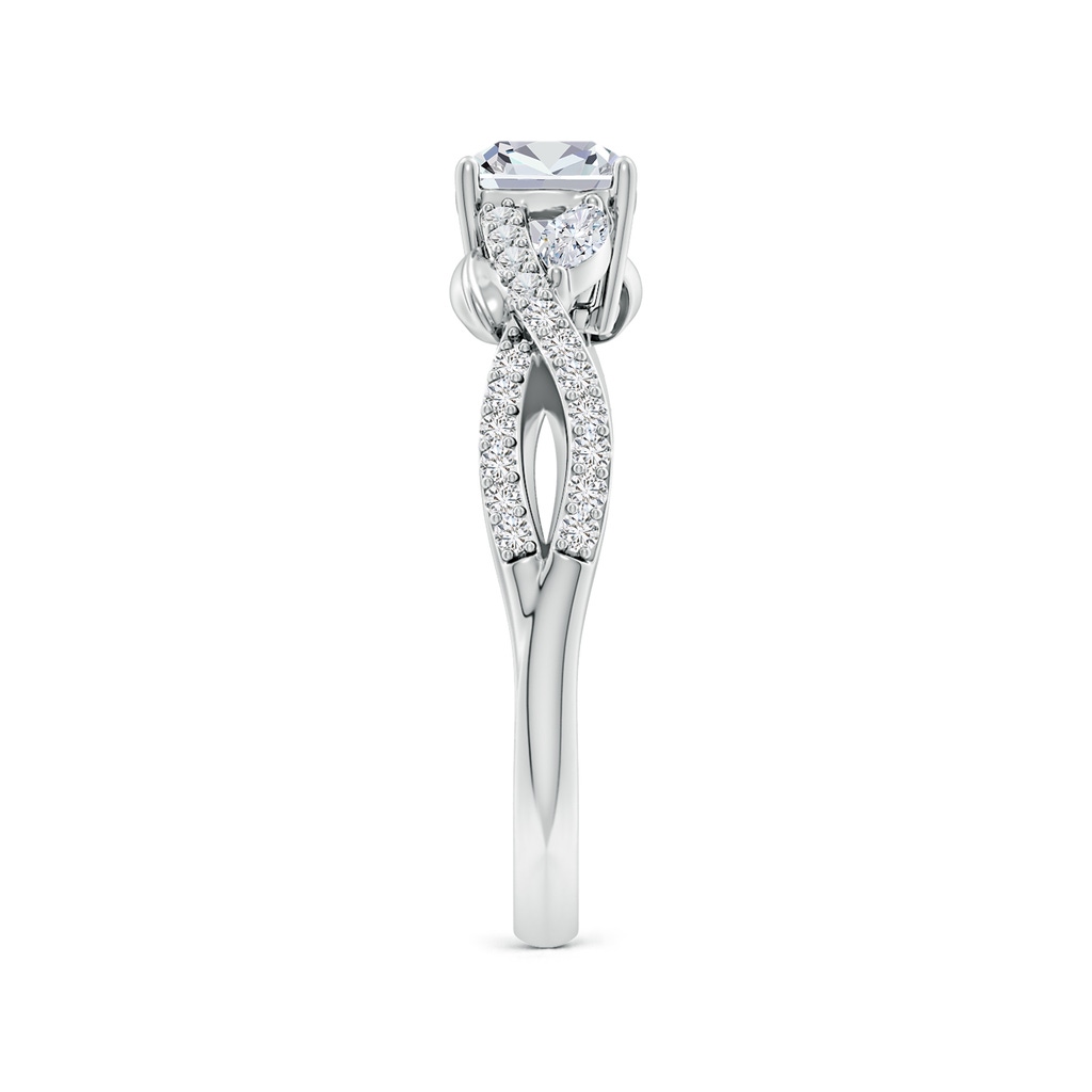 5.5mm HSI2 Nature-Inspired Cushion and Marquise Diamond Side Stone Engagement Ring in White Gold Side 299