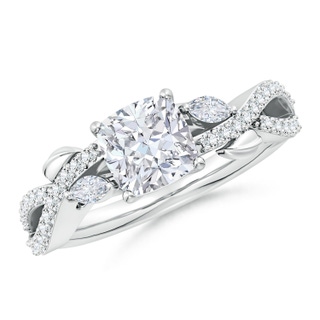 6.5mm GVS2 Nature-Inspired Cushion and Marquise Diamond Side Stone Engagement Ring in P950 Platinum