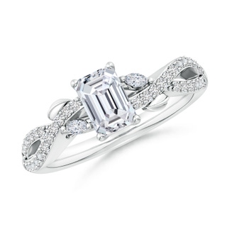 6.5x4.5mm HSI2 Nature-Inspired Emerald-Cut and Marquise Diamond Side Stone Engagement Ring in White Gold