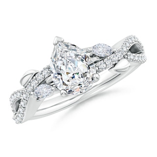 8.5x6.5mm GVS2 Nature-Inspired Pear and Marquise Diamond Side Stone Engagement Ring in P950 Platinum