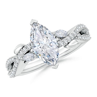 12x6mm GVS2 Nature-Inspired Marquise Diamond Side Stone Engagement Ring in P950 Platinum