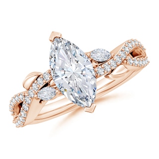 12x6mm GVS2 Nature-Inspired Marquise Diamond Side Stone Engagement Ring in Rose Gold