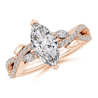 12x6mm IJI1I2 Nature-Inspired Marquise Diamond Side Stone Engagement Ring in 18K Rose Gold