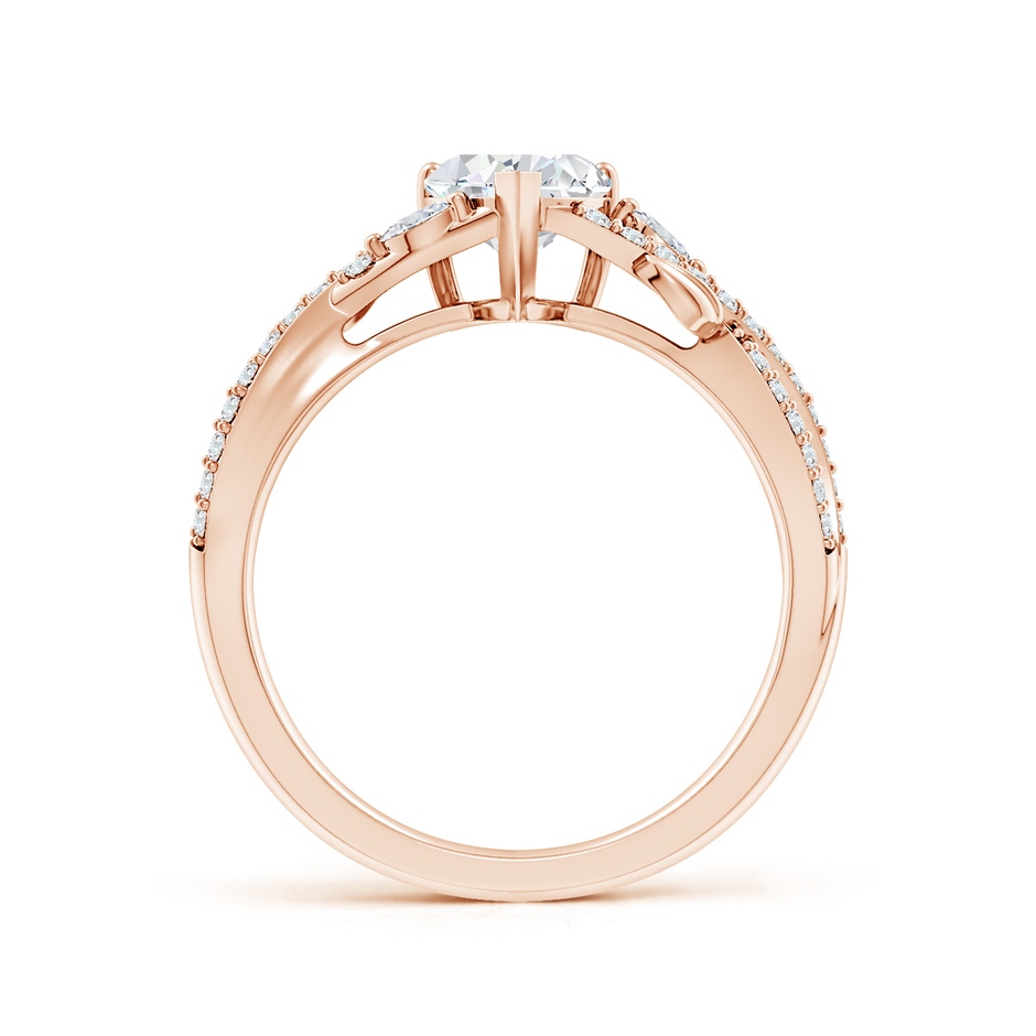 6mm GVS2 Nature-Inspired Heart and Marquise Diamond Side Stone Engagement Ring in Rose Gold side 199