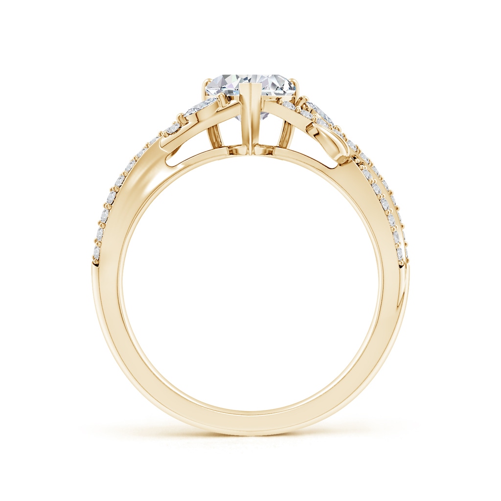6mm HSI2 Nature-Inspired Heart and Marquise Diamond Side Stone Engagement Ring in Yellow Gold - side 199