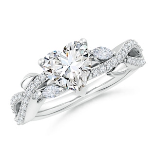 7.5mm GVS2 Nature-Inspired Heart and Marquise Diamond Side Stone Engagement Ring in P950 Platinum