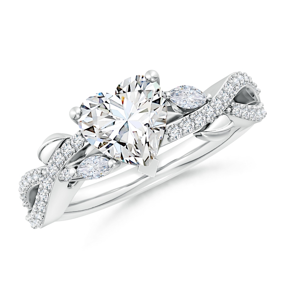 7.5mm GVS2 Nature-Inspired Heart and Marquise Diamond Side Stone Engagement Ring in P950 Platinum 