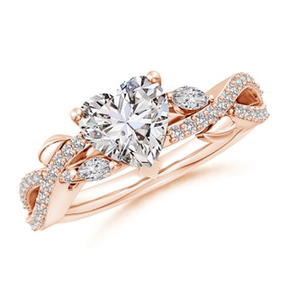 7.5mm IJI1I2 Nature-Inspired Heart and Marquise Diamond Side Stone Engagement Ring in Rose Gold