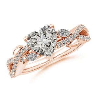 7.5mm KI3 Nature-Inspired Heart and Marquise Diamond Side Stone Engagement Ring in Rose Gold