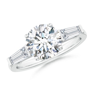 8.9mm GVS2 Round and Tapered Baguette Diamond Side Stone Engagement Ring in P950 Platinum