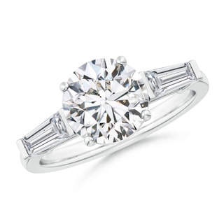 8.9mm HSI2 Round and Tapered Baguette Diamond Side Stone Engagement Ring in P950 Platinum