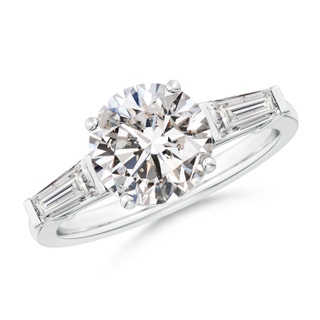 8.9mm IJI1I2 Round and Tapered Baguette Diamond Side Stone Engagement Ring in P950 Platinum