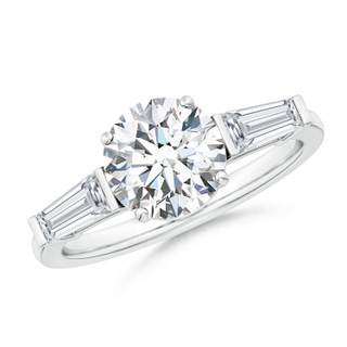 8mm GVS2 Round and Tapered Baguette Diamond Side Stone Engagement Ring in P950 Platinum