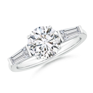 8mm HSI2 Round and Tapered Baguette Diamond Side Stone Engagement Ring in P950 Platinum