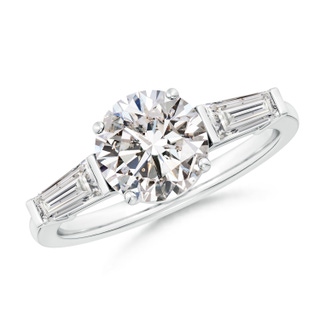 8mm IJI1I2 Round and Tapered Baguette Diamond Side Stone Engagement Ring in P950 Platinum