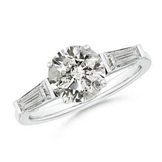 8mm KI3 Round and Tapered Baguette Diamond Side Stone Engagement Ring in P950 Platinum