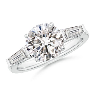 9.2mm IJI1I2 Round and Tapered Baguette Diamond Side Stone Engagement Ring in P950 Platinum