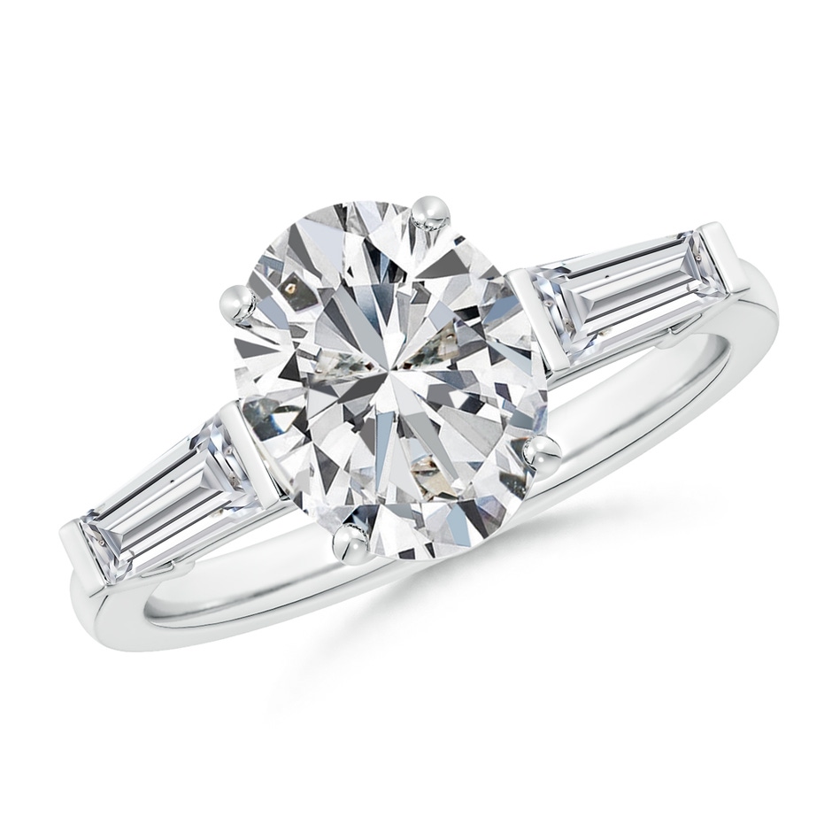 10x8mm HSI2 Oval and Tapered Baguette Diamond Side Stone Engagement Ring in P950 Platinum 